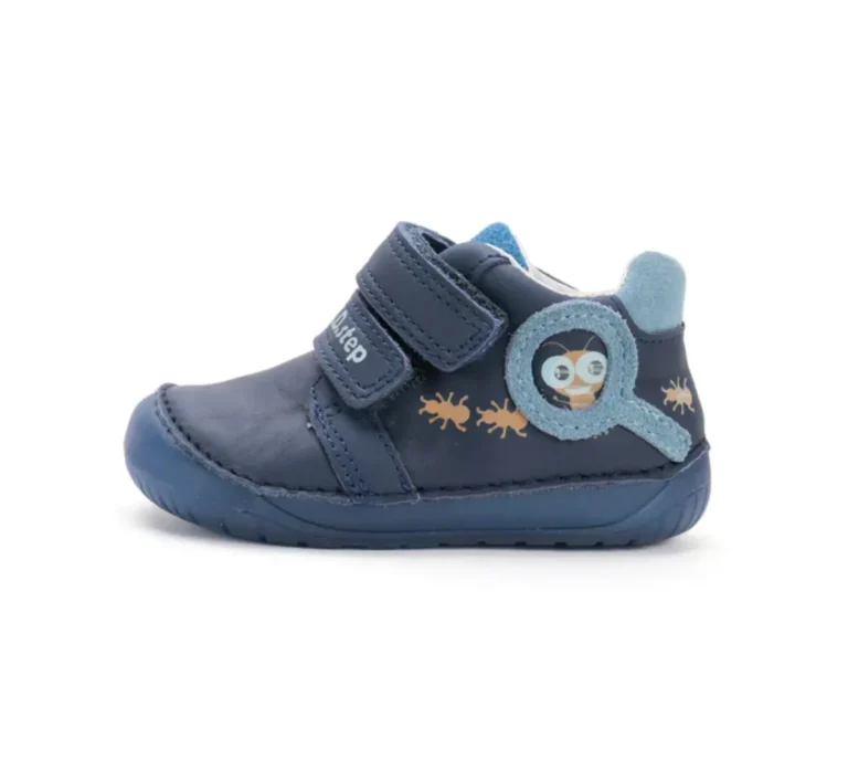 Półbuty skórzane barefoot D.D.Step S070-52576 granatowe z mrówkami świecącymi w ciemności