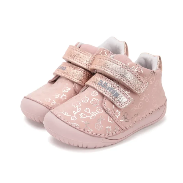 Trzewiki skórzane barefoot D.D.Step S070-52724 Baby Pink dla dziewczynek