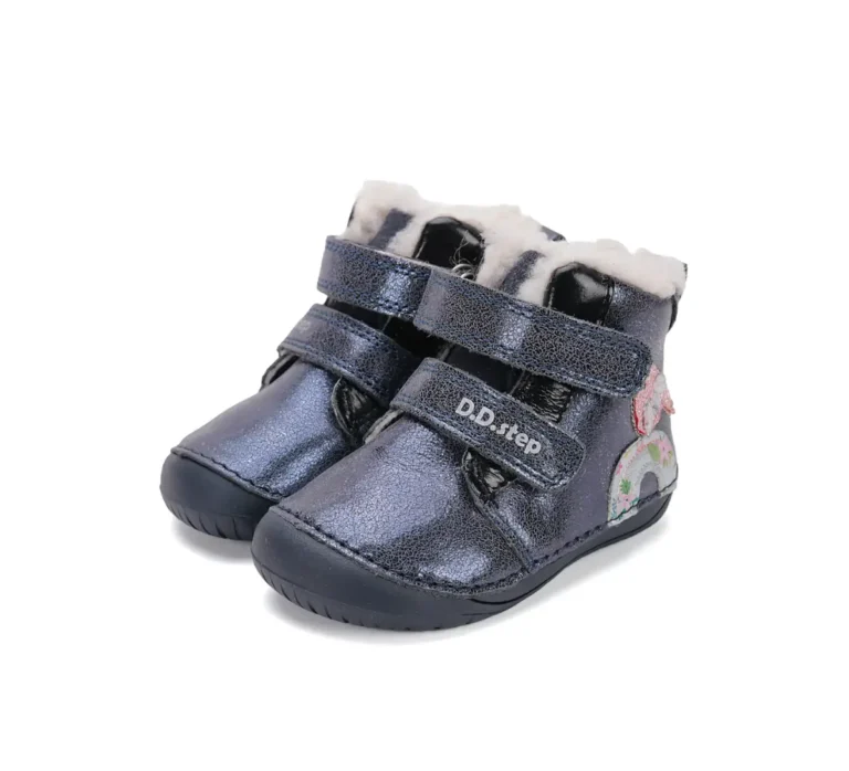 zimowe buty dziecięce barefoot D.D.Step W070-52624 Royal Blue